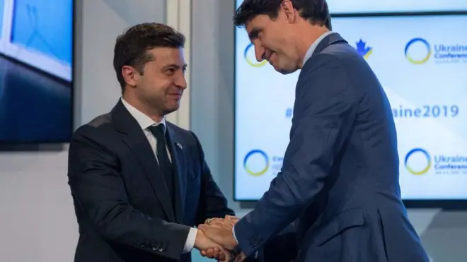 Зеленський і Трюдо під час конференції у Торонто в 2019 році