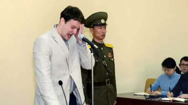 Otto Warmbier at his trial, March 2016