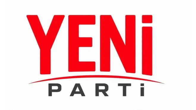 Yeni Parti yazan logo. Beyaz bir zemin üzerinde Kırmızı renkte Yeni yazıyor, altta Parti ifadesi var.