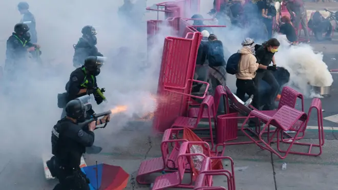 洛杉磯爆移民示威衝突