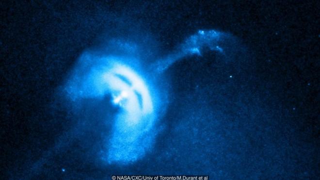 One theory for the source of fast radio bursts is that they come from high energy pulsars being consumed by a black hole