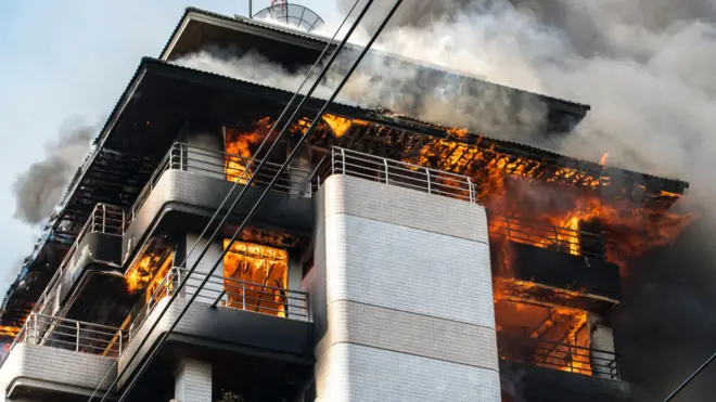 fire in multi store building