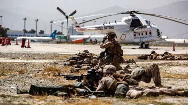 US soldiers have been guarding Kabul airport