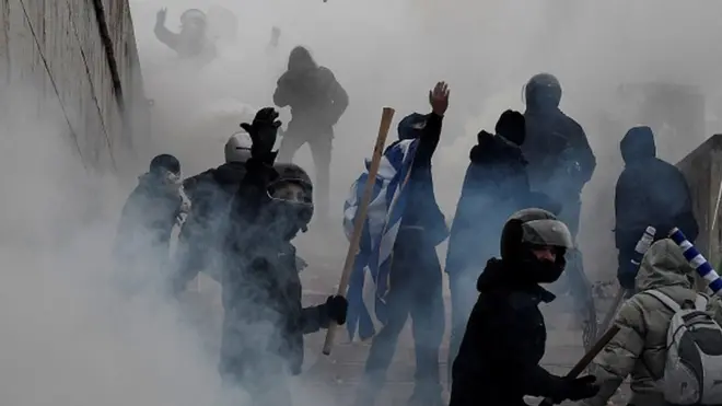 Başkent Atina'daki gösteriye polis müdahale etti