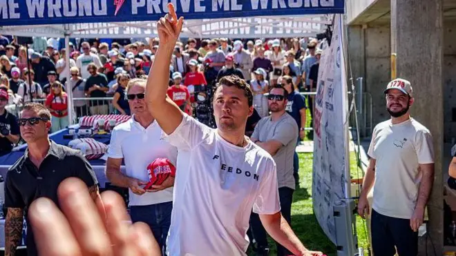 Una imagen de Kirk minutos antes de ser asesinado.