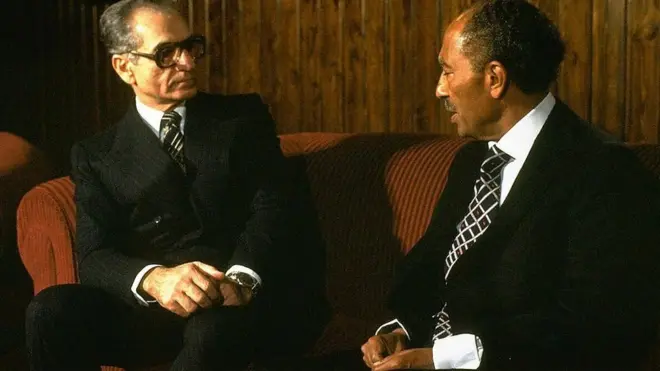 السادات وشاه إيران محمد رضا بهلوي