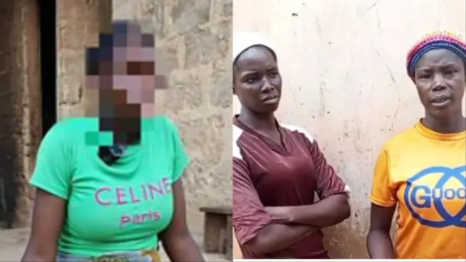 Aworan ọmọbinrin naa lapa osi, aworan ẹgbọn rẹ obinrin ati iya wọn wa lapa ọtun