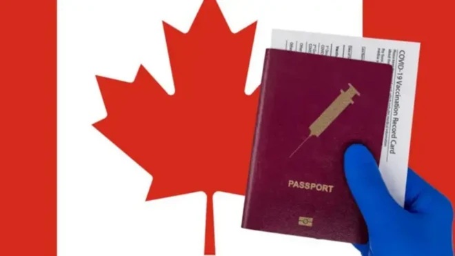 Canada flag and passport
