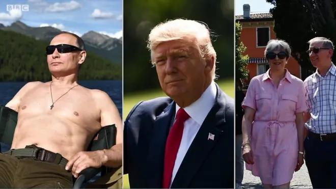 В России активно обсуждают фотографии и видеозаписи российского президента на отдыхе. А как проводят отпуск главы США и Британии?