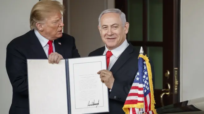 ترامب أعلن عن موقفه بشأن الجولان لدى استقبال نتنياهو في واشنطن