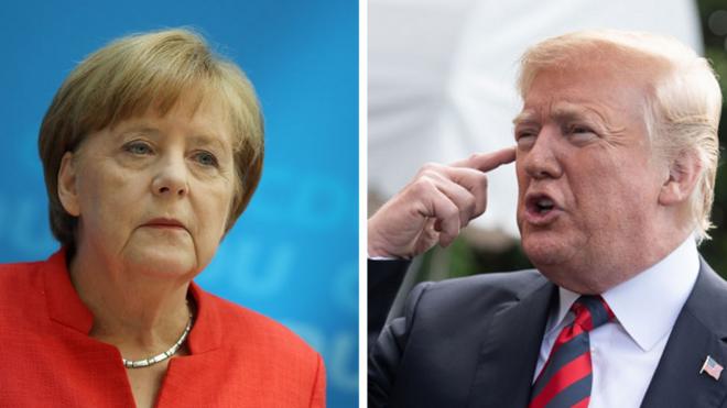 Angela Merkel (izquierda), Donald Trump (derecha)