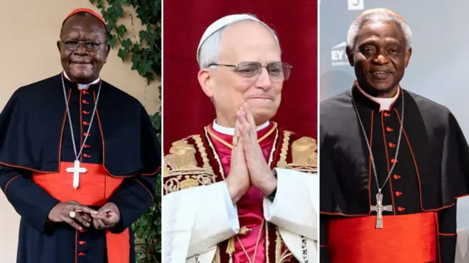 Cardinal Ambongo Fridolin Besungu, Archbishop of Kinshasa, Pope Leo XVI and Cardinal Peter Turkson