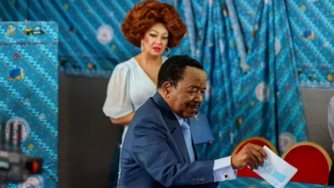 Paul Biya, 92, post im ballot as im wife Chantal, 54, dey look