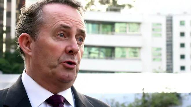 英國國際貿易大臣福克斯（BBC中文網圖片21/3/2018）