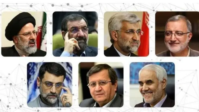 (شورای نګهبان) د ابراهیم رئیسي، محسن رضايي، محسن مهرعلیزاده، سعید جلیلي، علیرضا زاکاني، عبدالناصر همتي او امیرحسین قاضي زاده هاشمي صلاحیت تایید کړی دی.