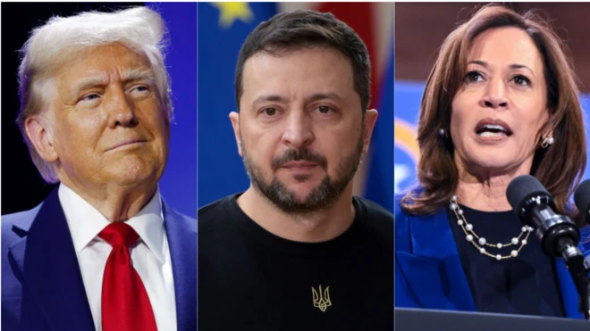 ट्रंप और हैरिस के साथ जेलेंस्की 
