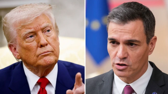 Una composición de fotos del presidente de Estados Unidos, Donald Trump (izquierda), y el presidente del gobierno español, Pedro Sánchez.