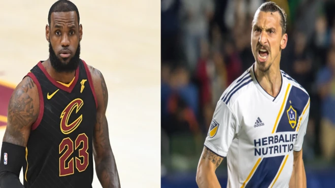 Lebron James dey left and Zlatan Ibrahimovic dey right