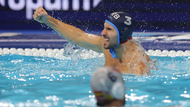 ватерполо, европско првенство у ватерполу, србија - шпанија, рашовић се радује голу против Шпаније