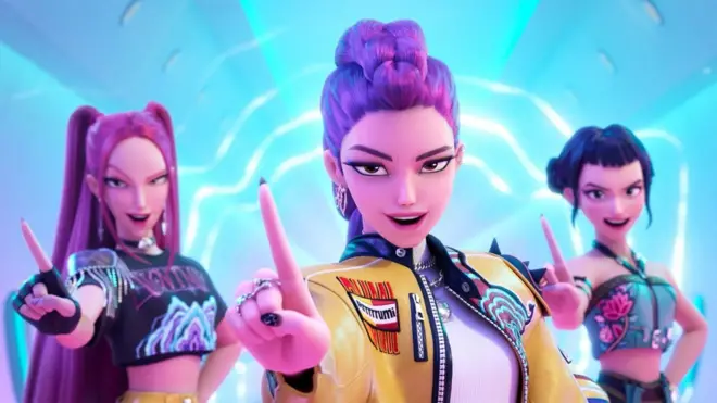 Las protagonistas de la película animada KPop Demon Hunters.