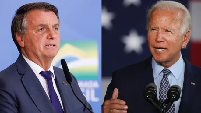 Montagem com fotosquem é dono da f12 betBolsonaro e Biden lado a lado