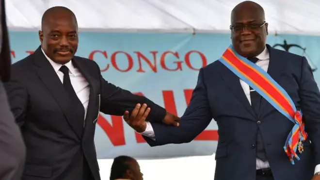 Joseph Kabila et Félix Tshisekedi lors de la passation de pouvoir.