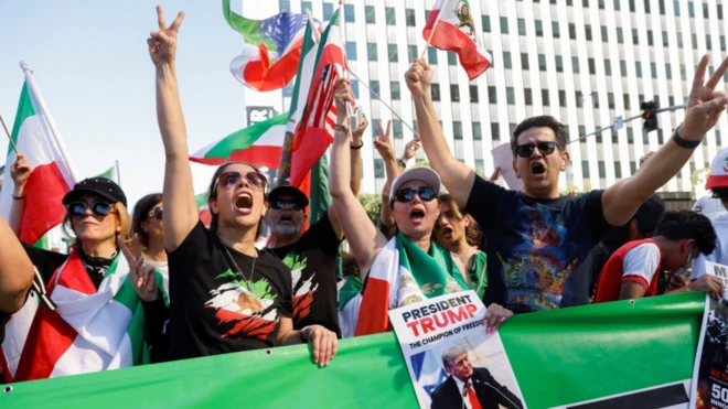 Manifestación de iraníes en Los Ángeles este sábado a favor de los ataques de Israel y EE.UU.