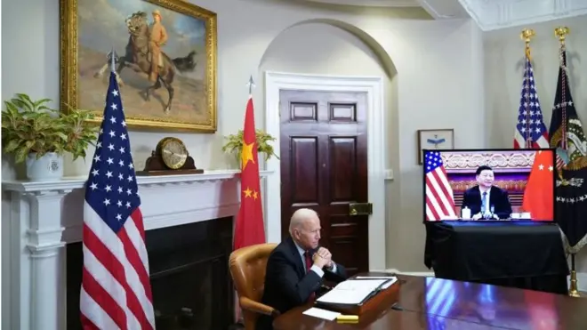 바이든 정부 출범 이후 첫 미중 정상회담(화상)이 현지시간 15일 이뤄졌다