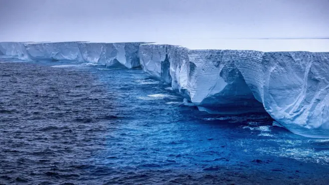 An aerial shot of A76a iceberg
