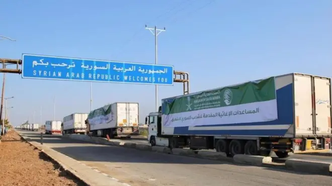 کاروان کمک زمینی عربستان به سوریه از مرز اردن