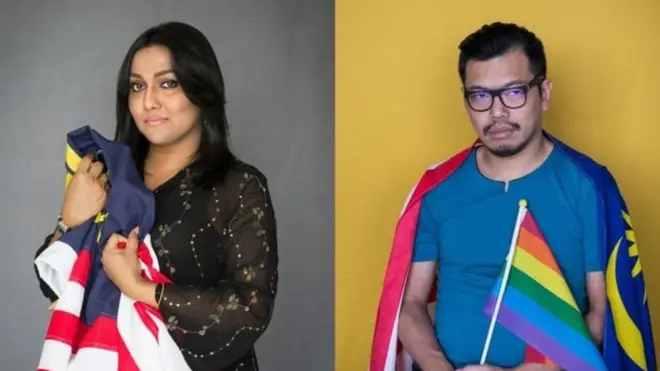 Potret Ayub (kiri) dan Pang (kanan) diturunkan dari sebuah pameran.