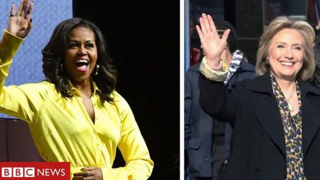 Michelle Obama (kushoto) na Hillary Clinton (kulia)