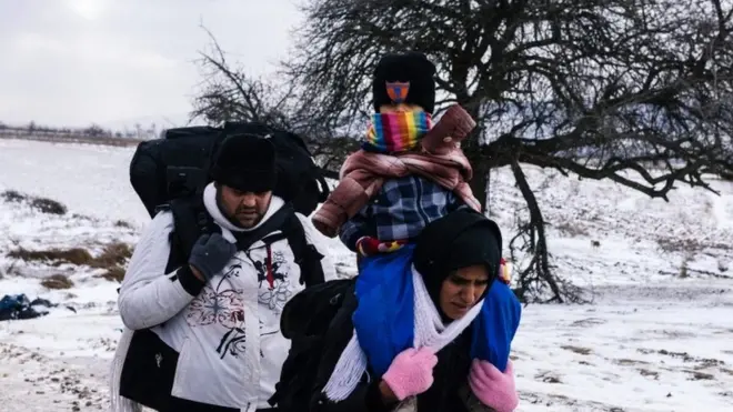 Migrants on the border between Serbia and Macedonia, 18 Jan