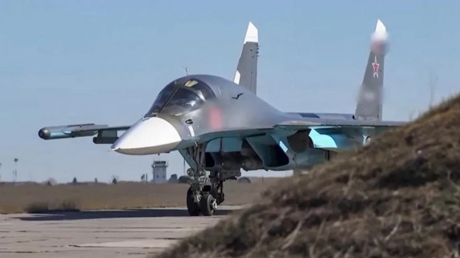 Uburusiya burakoresha cane indege zo mu bwoko bwa Su-34 mu gutera ibibombe vyo mu bwoko bwa KAB