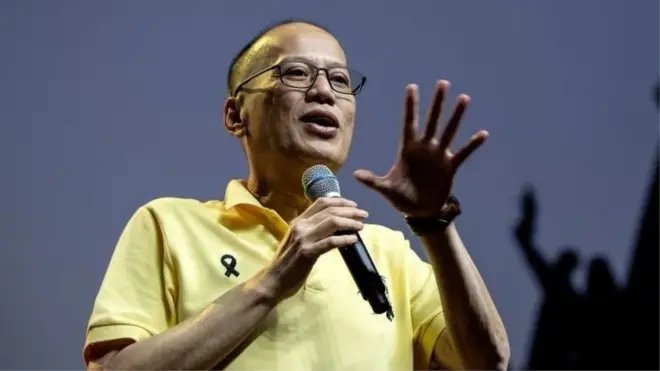 Former Philippine president Benigno Aquino delivers a speech ahead of the commemoration of the 33rd anniversary of the "People Power" revolution in Manila on 23 February 2019.