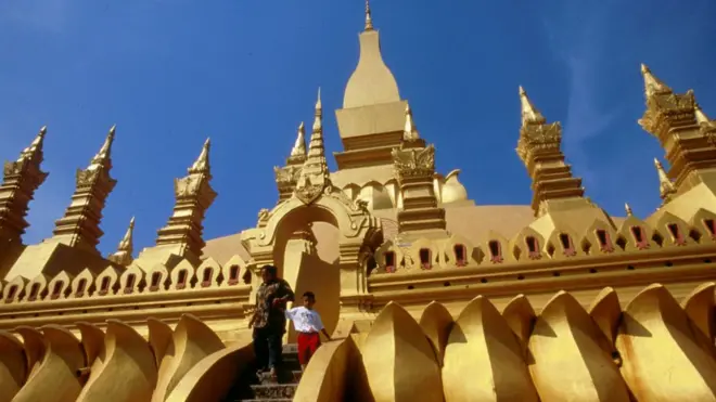 The That Luang Buddhist stupa in the capital Vientiane