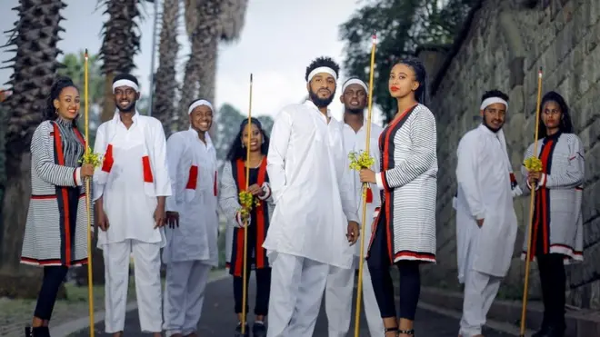 Group wearing traditional clothes