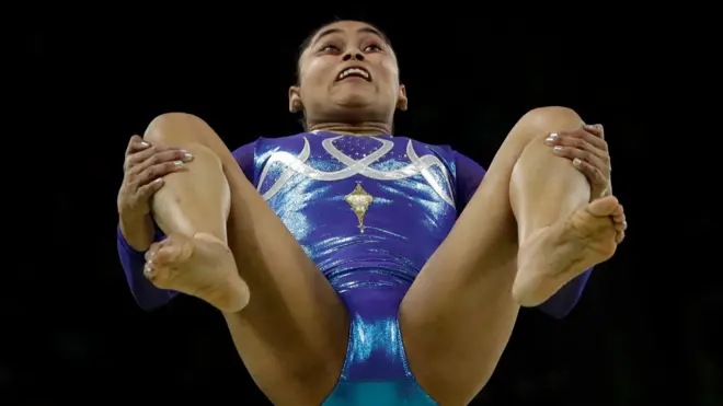 Karmakar realizó el salto "Produnova", conocido por ser el más difícil de la modalidad de salto en gimnasia.