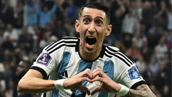 Di María comemora o segundo gol da Argentina na final da Copa do Mundoroleta da sorte do google2022