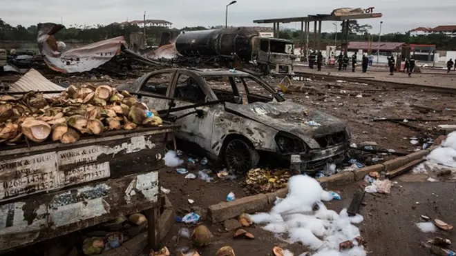 Dis na where di gas explosion hapen on Saturday evening