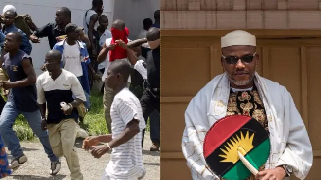 Nnamdi Kanu pụtara ihe ọzọ n'ime otu afọ ndị agha Naịjirịa wakpochara ụlọ ya.