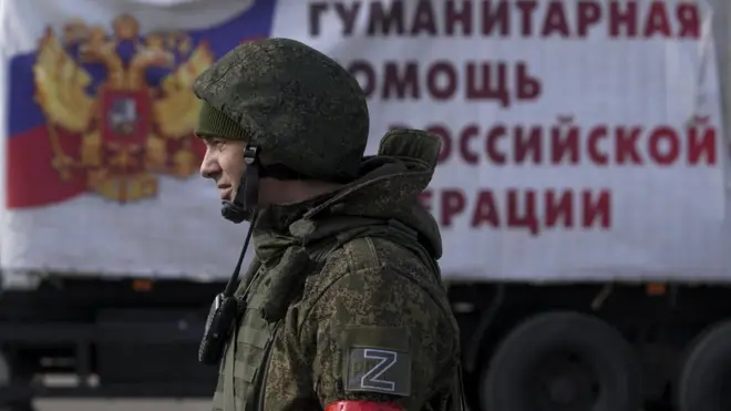 A Russian soldier near Mariupol