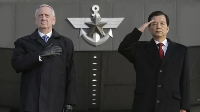 Menteri Pertahanan AS James Mattis sedang berada di Korea Selatan untuk menunjukkan sikap bahwa AS terus mendukung Seoul.
