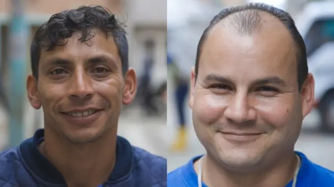 Duas fotosgrupo do flamengo na libertadores 2024homens sorrindo para a câmera