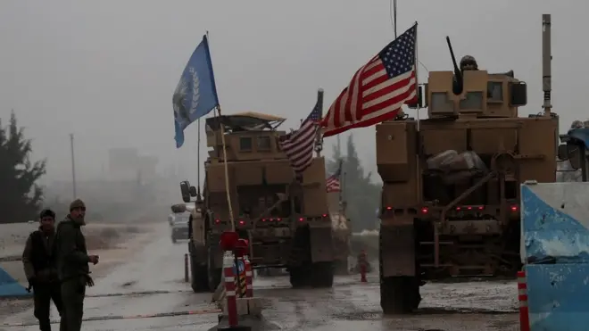 US forces could be seen in Manbij on Sunday