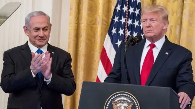 Umushikiranganji wa mbere wa Israyeli Benjamin Netanyahu avuga ko integuro ya Bwana Trump ari "integuro nyayo y'iki kinjana"
