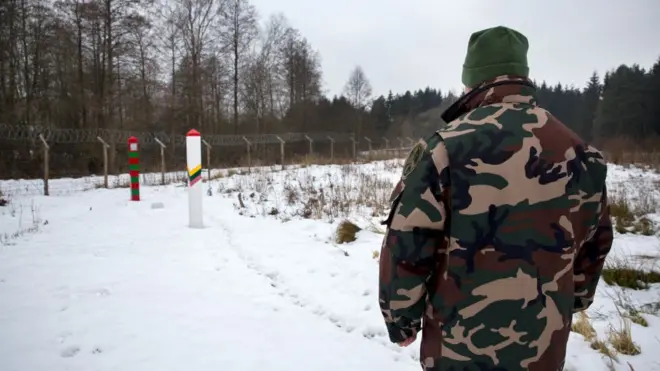 Збройн? сили НАТО на литовському кордон? з Рос??ю