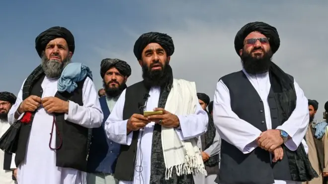 Taliban fighters at Kabul airport