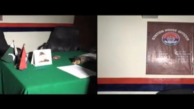 اس جعلی تھانے میں لاک اپ بھی بنا ہوا تھا جبکہ ایک کمرے کا انداز ایس ایچ او کے دفتر جیسا رکھا گیا تھا