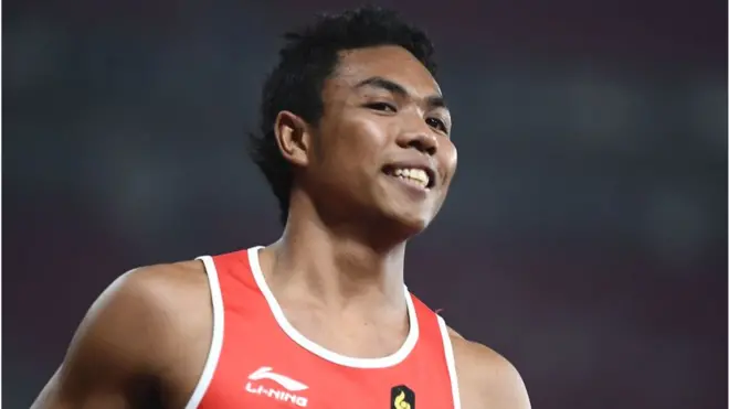 Lalu Muhammad Zohri menjadi juara lari 100 meter dalam kejuaraan atletik Grand Prix Malaysia Terbuka 2019.